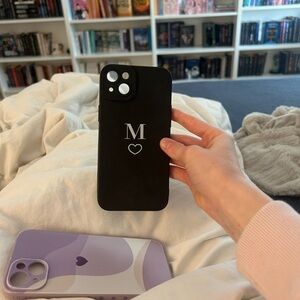 Black Phone Case with Heart Design